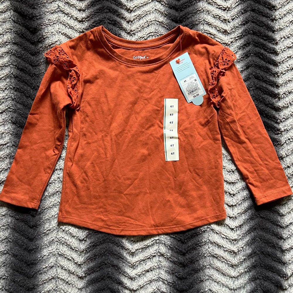 NWT Toddler Girl Eyelet Long Sleeve T-shirt